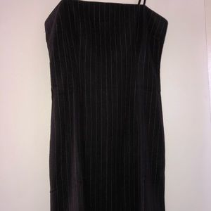 BLACK PINSTRIPE MINI DRESS